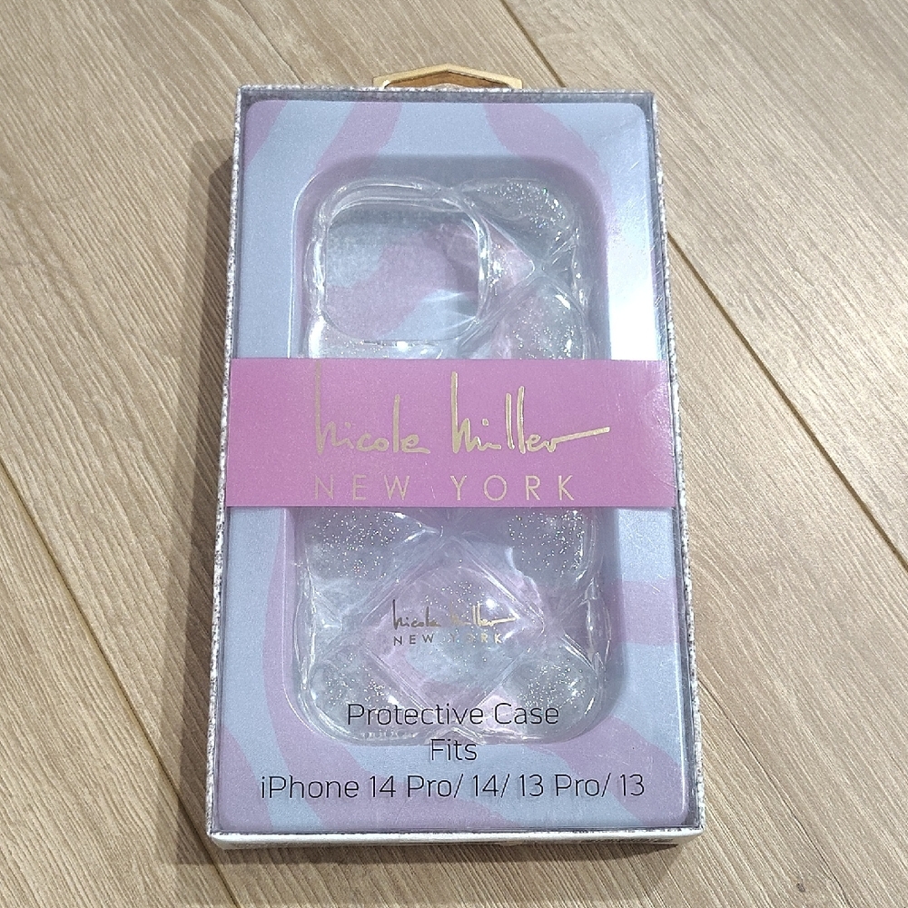 Nicole Miller Glitter Clear Case for iPhone 14 Pro/14/13 Pro/13
